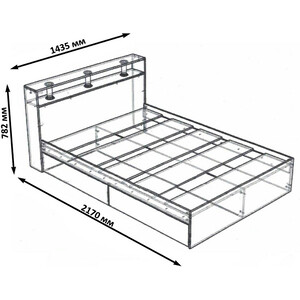 Кровать СВК Камелия 140х200 дуб сонома (1024036)