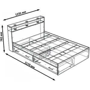 фото Кровать свк камелия 120х200 с ящиками, дуб сонома (1024043)