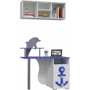 Комплект мебели Мэри Парус Стол письменный П-2 + Полка П-3, цвет белый/синий