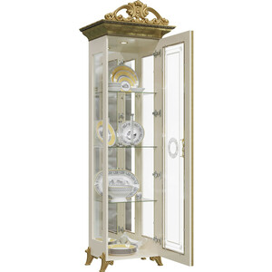 Гостиная Мэри Версаль ГВ-01К Шкаф 1-дверный с короной, цвет слоновая кость, корона № 1 в комплекте