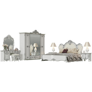 Спальня Мэри Дольче Вита №2 ОРТ цвет белый глянец с серебром, 1800х2000