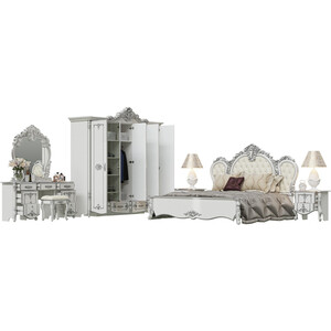 Спальня Мэри Дольче Вита №2 ОРТ цвет белый глянец с серебром, 1800х2000