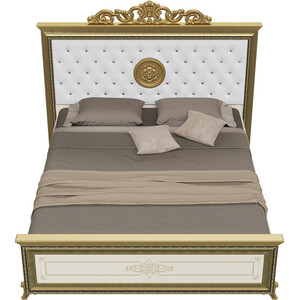 Кровать Мэри Версаль СВ-03МИК 1600х2000 с короной, слоновая кость