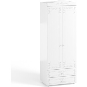 Шкаф для одежды ОЛМЕКО Италия ИТ-49 с ящиками, белое дерево шкаф для одежды олмеко италия ит 37 с зеркальной дверью и ящиками белое дерево