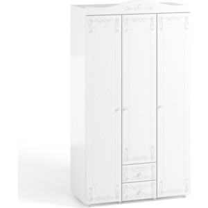 Шкаф трехдверный ОЛМЕКО Италия ИТ-56 с ящиками, белое дерево шкаф трехдверный олмеко монако мн 58 с зеркальными дверьми и ящиками белое дерево