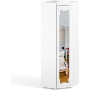 Шкаф угловой ОЛМЕКО Италия ИТ-66 с зеркальной дверью, белое дерево зеркало навесное олмеко италия ит 5 навесное горизонтальное 800 белое дерево