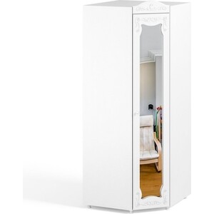 Шкаф угловой ОЛМЕКО Италия ИТ-68 с зеркальной дверью, белое дерево шкаф для белья олмеко италия ит 34 с зеркальной дверью белое дерево