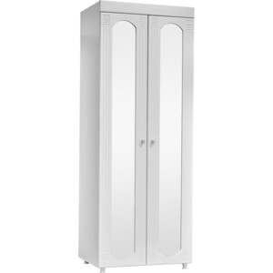 Шкаф для белья ОЛМЕКО Афина АФ-43 с зеркальными дверьми, белое дерево шкаф для одежды олмеко афина аф 48 с зеркальными дверьми белое дерево