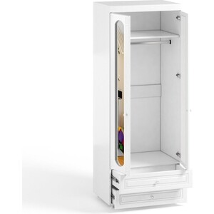 Шкаф для одежды ОЛМЕКО Афина АФ-50 с зеркальными дверьми и ящиками, белое дерево