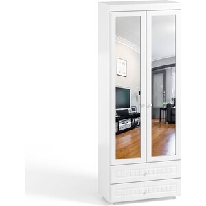 Шкаф для белья ОЛМЕКО Монако МН-45 с зеркальными дверьми и ящиками, белое дерево шкаф для белья олмеко афина аф 30 с ящиками белое дерево