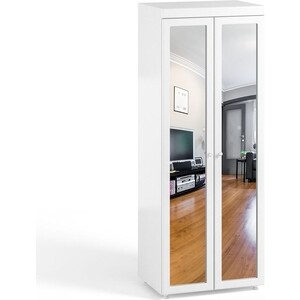 Шкаф для одежды ОЛМЕКО Монако МН-48 с зеркальными дверьми, белое дерево шкаф для одежды шо 01 2