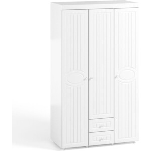 Шкаф трехдверный ОЛМЕКО Монако МН-56 с ящиками, белое дерево шкаф трехдверный олмеко афина аф 58 с зеркальными дверьми и ящиками белое дерево