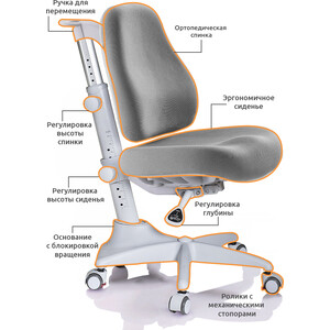 Комплект мебели (парта + кресло) Mealux Winnipeg Multicolor G столешница белый дуб, накладки серые (BD-630 MG + Y-528 G)