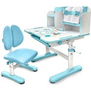 фото Комплект мебели (парта + стул) mealux evo panda blue столешница белая, пластик голубой (bd-28 bl)