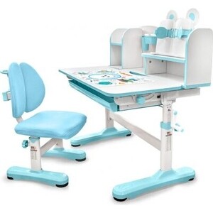 фото Комплект мебели (парта + стул) mealux evo panda xl blue столешница белая, пластик голубой (bd-29 bl)