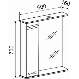 фото Зеркало-шкаф emmy рио 60х70 левый, с подсветкой, белый (rio60mir1-l)