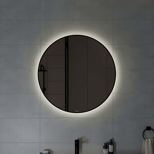 фото Зеркало cersanit eclipse smart 80х80 с подсветкой, датчик движения, черная рамка (64147)