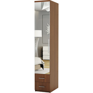 фото Шкаф для одежды с ящиками шарм-дизайн комфорт мшя-11 40х60 с зеркалом, орех