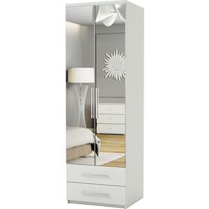 Шкаф для одежды с ящиками Шарм-Дизайн Комфорт МШЯ-21 100х45 с зеркалами, белый для одежды плотный доляна 60×120 см peva белый