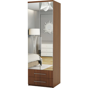 Шкаф для одежды с ящиками Шарм-Дизайн Комфорт МШЯ-21 100х45 с зеркалами, орех