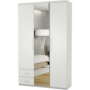 Шкаф трехдверный Шарм-Дизайн Комфорт МКЯ-32/1 105х45 с зеркалом, белый одеяло бамбук эко комфорт белый микрофибра 172 х 205 см