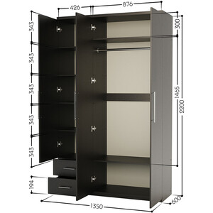 Шкаф трехдверный Шарм-Дизайн Комфорт МКЯ-32/1 135х60 с зеркалом, венге