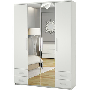 Шкаф четырехдверный Шарм-Дизайн Комфорт МКЯ2-43 120х45 с зеркалом, белый одеяло бамбук эко комфорт белый микрофибра 140 х 205 см