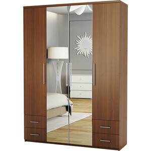 Шкаф четырехдверный Шарм-Дизайн Комфорт МКЯ2-43 120х45 с зеркалом, орех шкаф четырехдверный шарм дизайн комфорт мкя2 43 120х45 с зеркалами дуб сонома