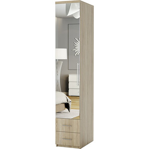 Шкаф для одежды с ящиками Шарм-Дизайн Комфорт МШЯ-11 40х60 с зеркалом, дуб сонома стол компьютерный комфорт 10 дуб сонома