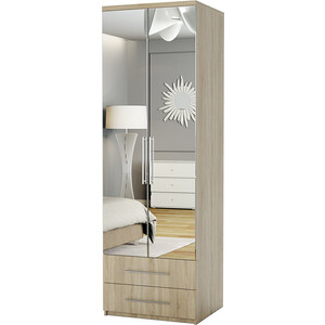Шкаф комбинированный с ящиками Шарм-Дизайн Комфорт МКЯ-22 110х45 с зеркалами, дуб сонома приставка комфорт п бюджет 402664 091 дуб сонома