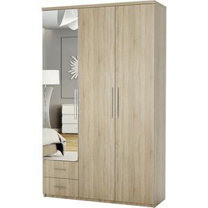 Шкаф трехдверный Шарм-Дизайн Комфорт МКЯ-32/1 150х45 с зеркалом, дуб сонома
