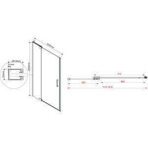 Душевая дверь Vincea Extra 110-120х200 тонированная, черный (VDP-1E1112CGB)