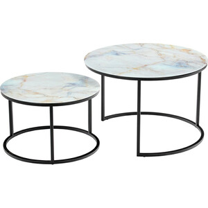 Набор кофейных столиков Bradex Tango бежевый мрамор с черными ножками (RF 0354) придиванный столик bradex loft 35х35 бетон чикаго с черными ножками rf 0230