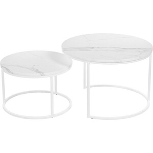 Набор кофейных столиков Bradex Tango белый мрамор с белыми ножками (RF 0351) придиванный столик bradex loft 35x35 белый мрамор с белыми ножками rf 0356
