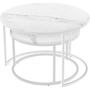 Набор кофейных столиков Bradex Tango белый мрамор с белыми ножками (RF 0351)