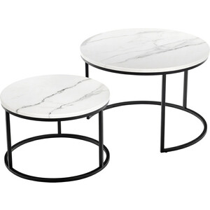 фото Набор кофейных столиков bradex tango белый мрамор с черными ножками (rf 0207)