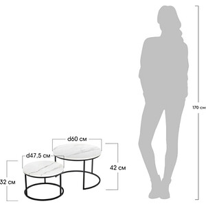 фото Набор кофейных столиков bradex tango белый мрамор с черными ножками (rf 0207)