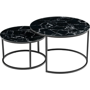 Набор кофейных столиков Bradex Tango черный мрамор с черными ножками (RF 0375) стол кофейный круглый олимп скарлетт пленка пвх мрамор металл