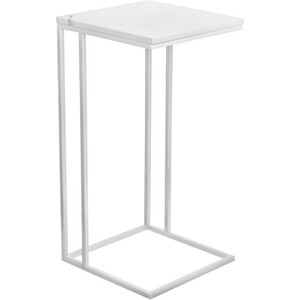 Придиванный столик Bradex Loft 35x35 белый мрамор с белыми ножками (RF 0356) журнальный столик элимет loft белый 50х50х55см регулируемые ножки