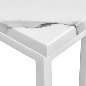 Придиванный столик Bradex Loft 35x35 белый мрамор с белыми ножками (RF 0356)