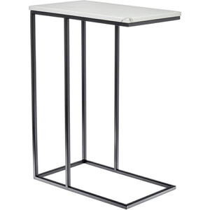 Придиванный столик Bradex Loft 50x30 белый мрамор с черными ножками (RF 0358) придиванный столик bradex loft 50x30 серый мрамор с черными ножками rf 0357