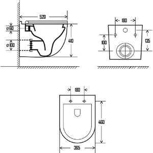 фото Комплект унитаза aquame rimless c инсталляцией grohe, сиденье микролифт (aqm2006, 38721001)