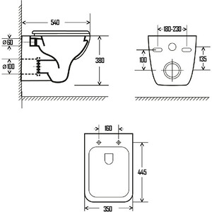 Комплект унитаза AQUAme Rimless c инсталляцией Grohe, сиденье микролифт (AQM2007, 38772001)