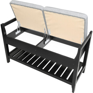 Скамья для прихожей Мебелик Н с ящиком, серый, каркас венге (П0005700)