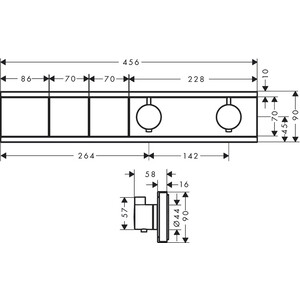 фото Термостат для ванны hansgrohe rainselect на два выхода, для механизма 15310180, шлифованная бронза (15380140)