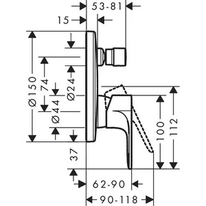 Смеситель для ванны Hansgrohe Rebris E для механизма 01800180, хром (72468000)