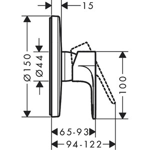 Смеситель для душа Hansgrohe Rebris E с механизмом, хром (72668000, 01800180)