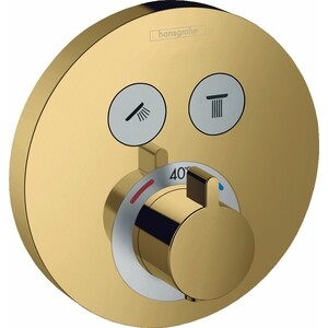 Термостат для ванны Hansgrohe ShowerSelect S с механизмом, полированное золото (15743990, 01800180)