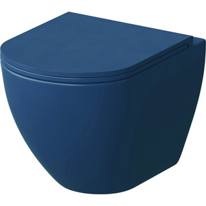 унитаз компакт безободковый grossman style для инвалидов с тонким сиденьем микролифт gr 4473s Унитаз подвесной безободковый Grossman с тонким сиденьем-микролифт, синий матовый (GR-4455BLMS)