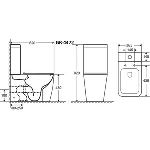 Унитаз-компакт безободковый Grossman Style для инвалидов, с тонким сиденьем-микролифт (GR-4472S)